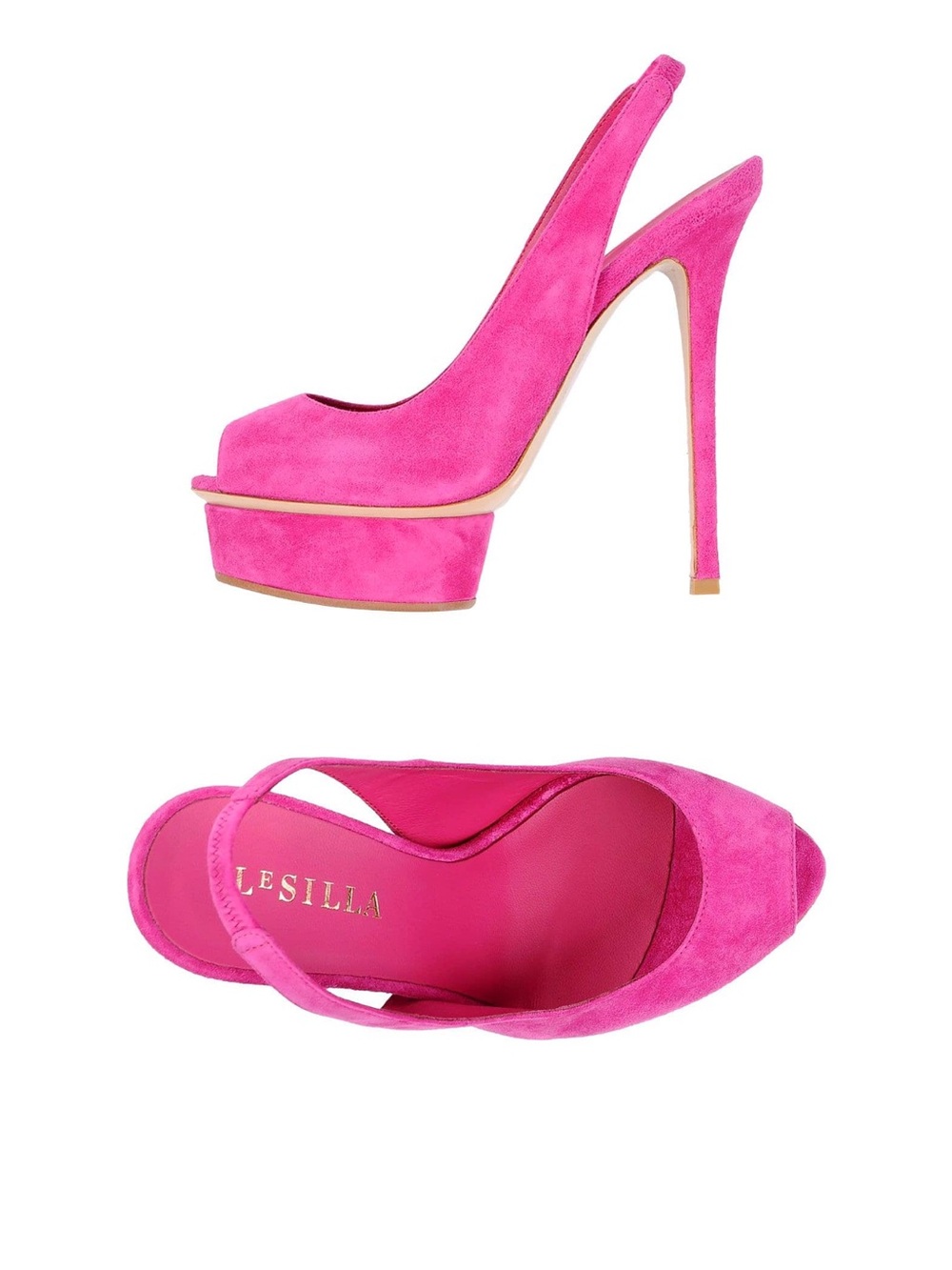 Le Silla Fuchsia Suede Platform Slingback Pumps, Size 8